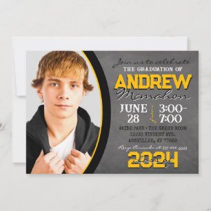 Invitation de graduation Gold et Black Chalkboard