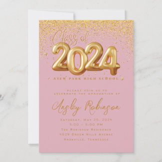 Invitation de graduation Gold et Pink 2024