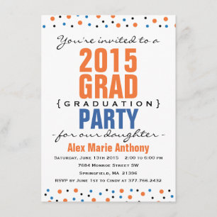 Invitation de Graduation Gras Moderne - Orange