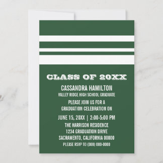 Invitation de graduation Gras Vert/Blanc