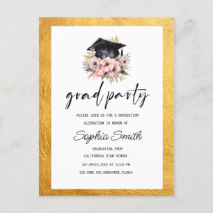 Invitation de graduation minimaliste, Or élégant