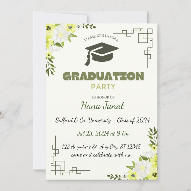 Invitation de graduation modifiable (Devant)