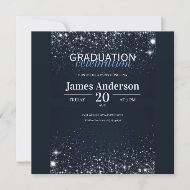 Invitation de graduation noir et argent (Devant)