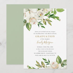 Invitation de Graduation Party de Blooms dorés