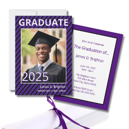 Invitation de graduation photo à thème violet