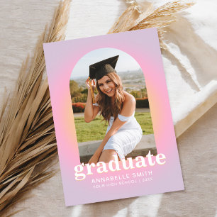 Invitation de graduation photo minimaliste rose mo
