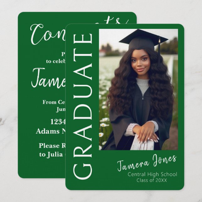 Invitation de graduation photo moderne (Devant / Derrière)