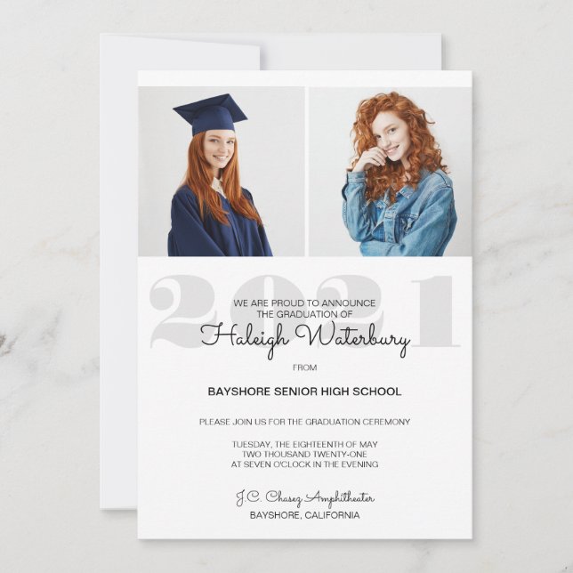 Invitation de graduation photo moderne - N'importe (Devant)