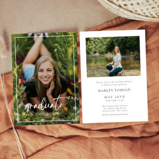 Invitation de graduation photo verticale de script