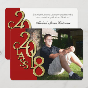 Invitation de graduation Red and Gold 2018
