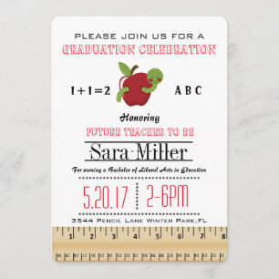 Invitation de graduation Red Apple Teacher