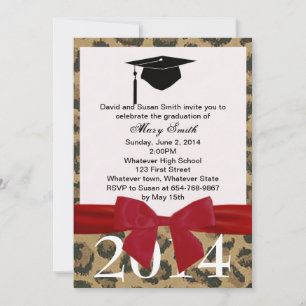 Invitation De Graduation Red Ribbon Et Leopard