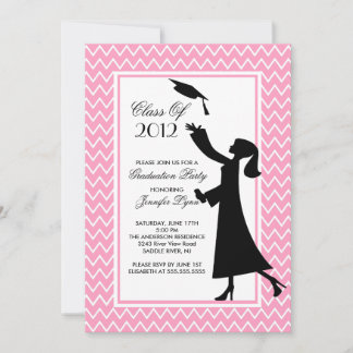 Invitation de graduation rose moderne Silhouette G