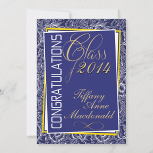 Invitation de graduation Royal Blue and Yellow