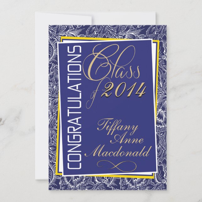 Invitation de graduation Royal Blue and Yellow (Devant)
