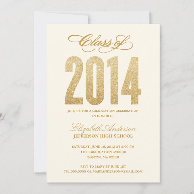 Invitation de graduation Sparkle (Devant)