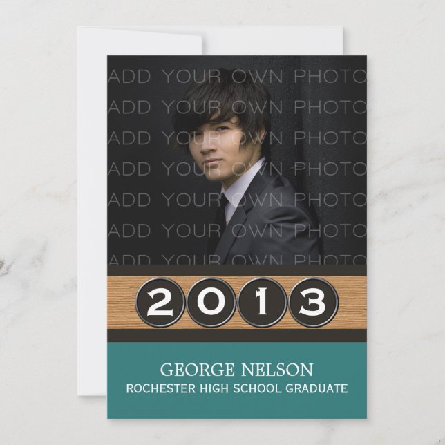 Invitation de graduation turquoise Classy Keys (Devant)