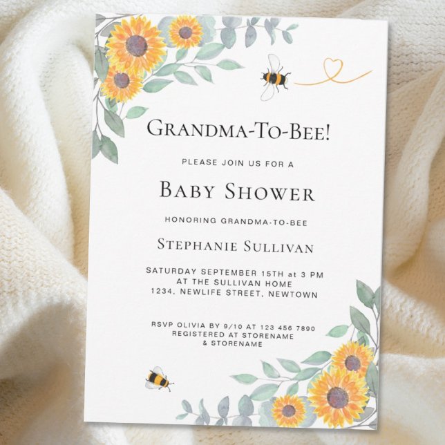 Invitation de grand-mère à Baby shower d'abeille (Créateur téléchargé)