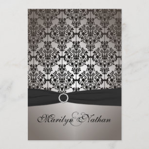 Invitation de Grey et Black Mariage damassé