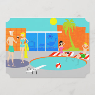 Invitation de groupe de pool rétro personnalisable