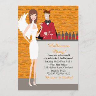Invitation de Halloween d'anges et de diables (CA)