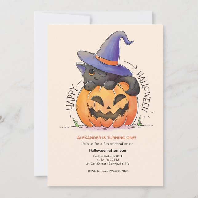 Invitation de Halloween Kitty (Devant)