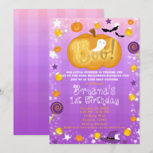 Invitation De Halloween partie pourpre et ?ère d'anniversaire
