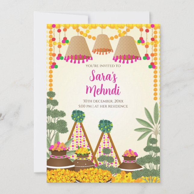 Invitation de henné numérique et invitation Haldi  (Devant)