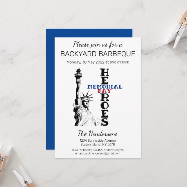 Invitation de héros du Jour du Mémorial (Devant/Arrière en situation)