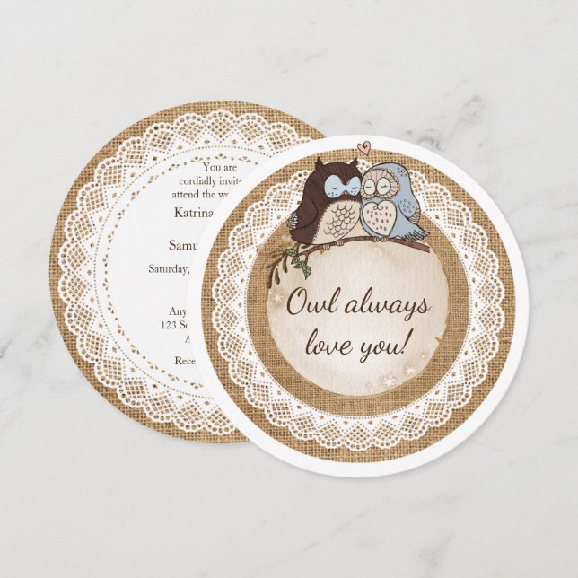 Invitation De hibou amour toujours vous mariage décontracté (Devant / Derrière)