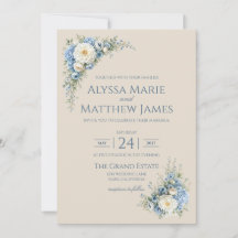Invitation de jardin européen bleu poussiéreux