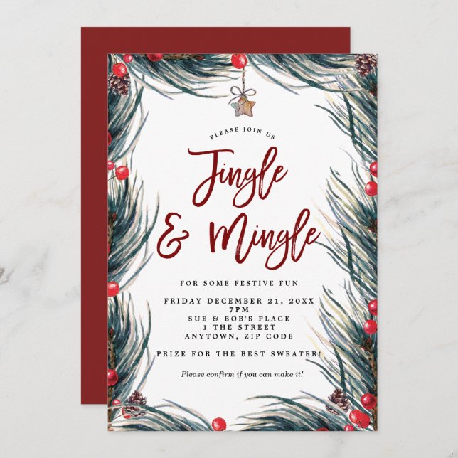 invitation de jingle et de mêler noël (Devant / Derrière)