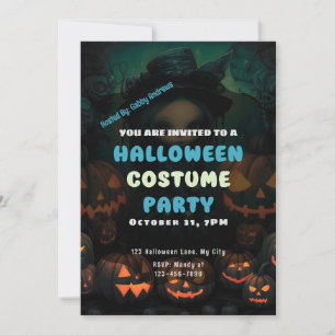 Invitation De jolies citrouilles de sorcière Jack-O' Lanterns