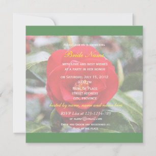 Invitation De jolies fleurs de camélia rouges pour une douche