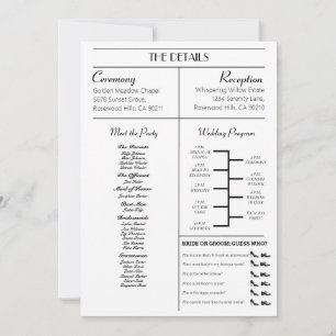 Invitation de journal mariage avec le programme