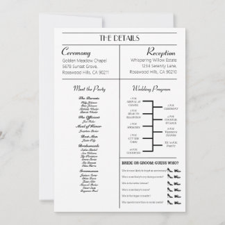 Invitation de journal mariage avec le programme