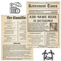 Invitation de journal « Retirement Times » vintage