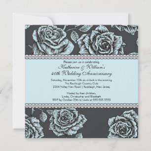 Invitation de jubilé de mariage Rose Vintage Noir