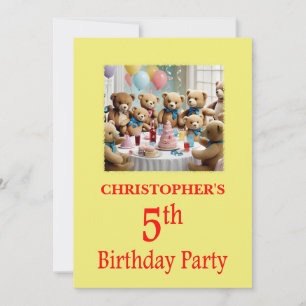 Invitation de la 5e fête d'anniversaire Nounours