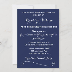 Invitation de la Bachelorette Bachelorette Blue Na