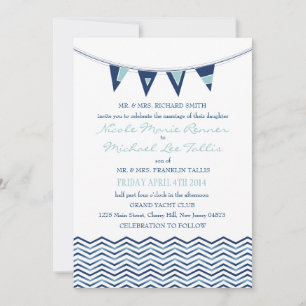 Invitation de la bannière d'amour nautique Chevron