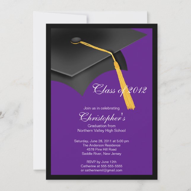 Invitation de la Black Grad Casquette Graduation P (Devant)