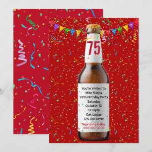 Invitation de la bouteille de bière de fête du 75e