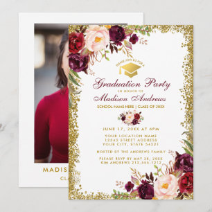 Invitation de la Burgundy Gold Grad Party - Photo