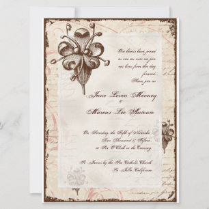 Invitation de la carte Mariage Chocolate Damask Sw