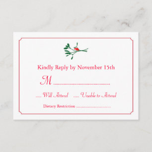 Invitation de la carte RSVP Mistletoe de Noël