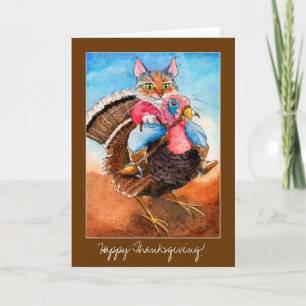 Invitation de la carte Thanksgiving du chat-wrangl
