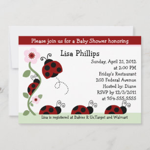 Invitation de la coccinelle rouge et du Baby showe