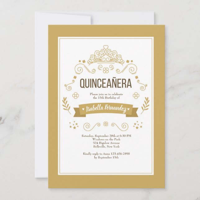 Invitation de la Couronne Quinceañera (Devant)
