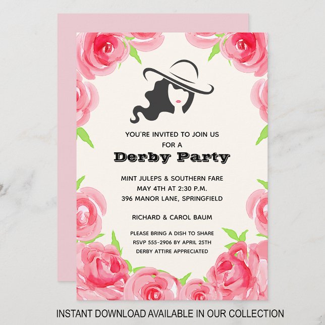 Invitation de la course hippique de Roses d'aquare (INSTANT DOWNLOAD available in our collection to send your invitations digitally.)